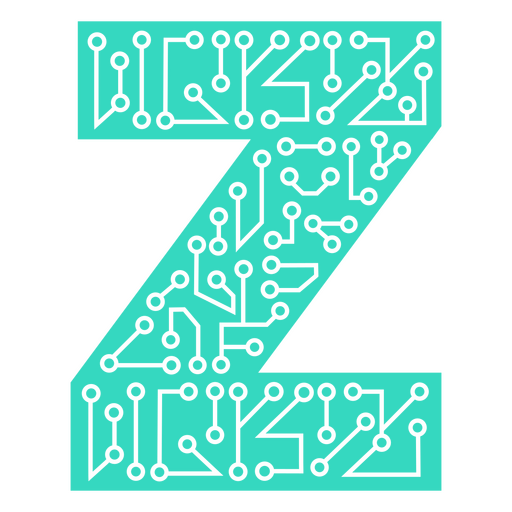 The letter z is made out of circuits and wires PNG Design