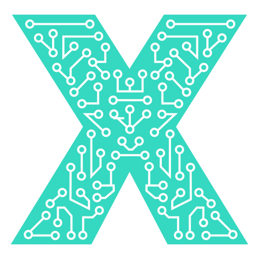 A letra x com uma placa de circuito Desenho PNG