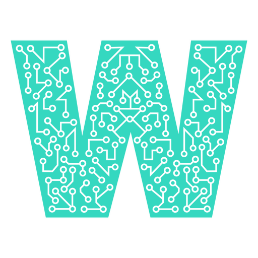 The letter w is made of circuits and circuit boards PNG Design
