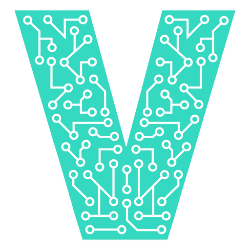 The letter v is made up of circuits PNG Design
