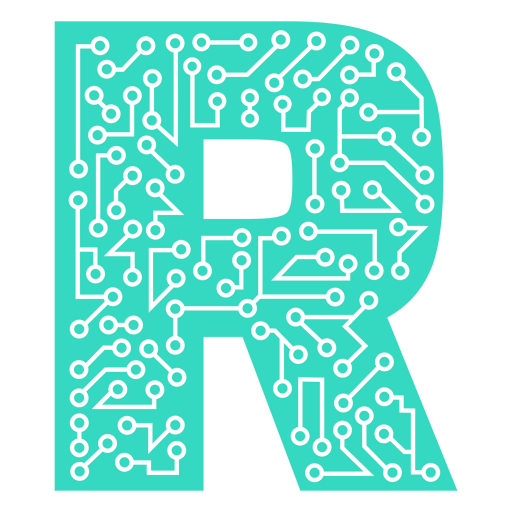 The letter r is made up of circuits PNG Design