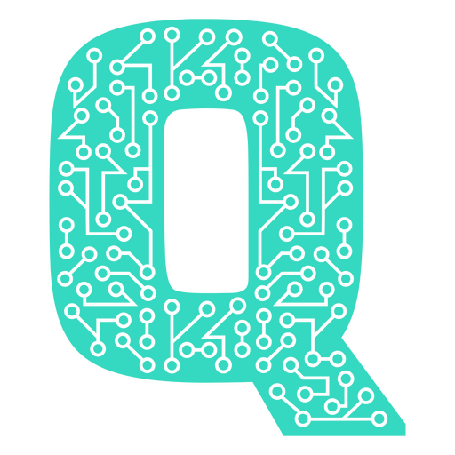 La letra q est? hecha de placas de circuito. Diseño PNG
