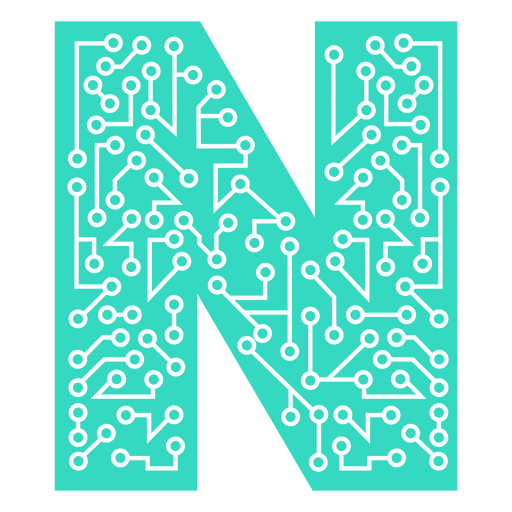 La letra n está formada por circuitos. Diseño PNG