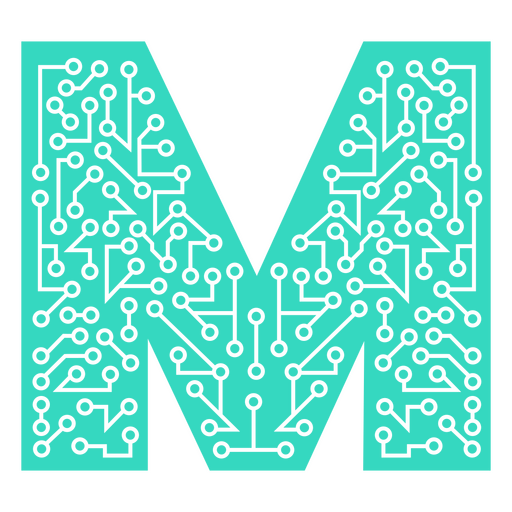The letter m is made up of circuits PNG Design