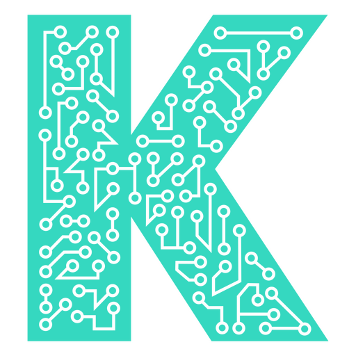 Der Buchstabe k besteht aus Leiterplatten PNG-Design