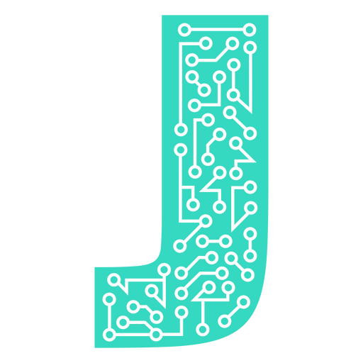 La letra j est? hecha de circuitos y placas de circuito. Diseño PNG