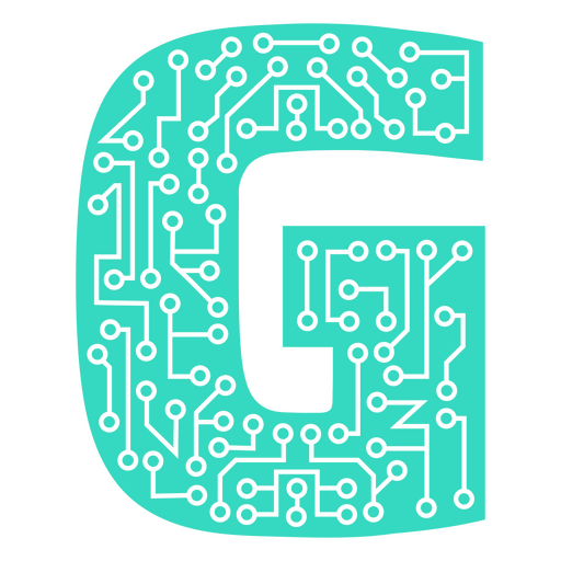 A letra g é feita de placas de circuito Desenho PNG