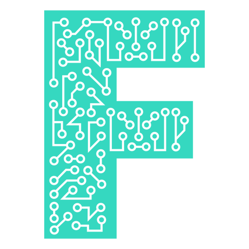 La letra f está hecha de placas de circuito Diseño PNG