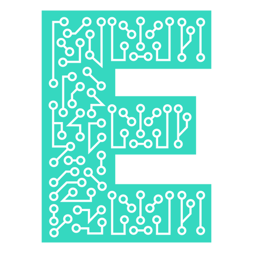 The letter e is made of circuit boards PNG Design