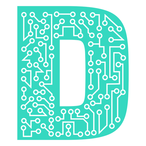 La letra d está hecha de placas de circuito. Diseño PNG