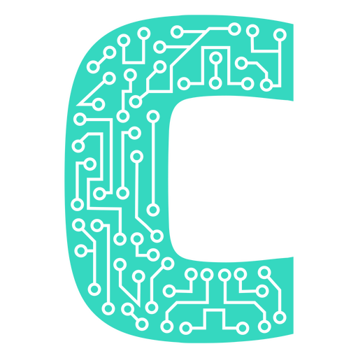 La letra c está formada por placas de circuito. Diseño PNG
