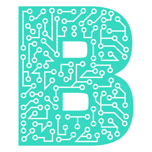 La letra b turquesa se compone de placas de circuito Diseño PNG
