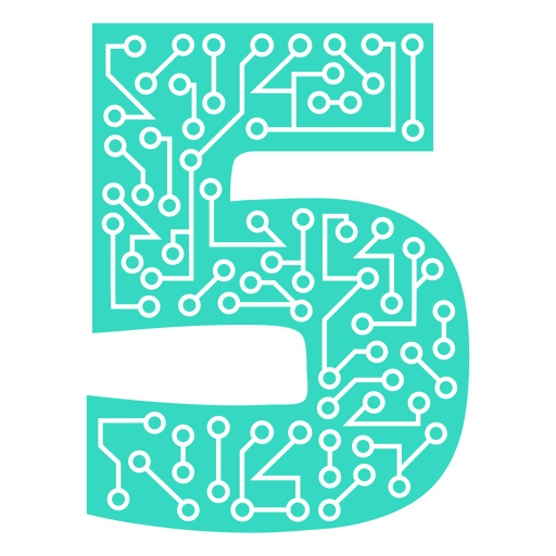 O número cinco é feito de circuitos e placas de circuito Desenho PNG