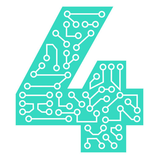 Circuit board with the number four on it PNG Design