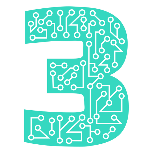 The number three is made of circuits PNG Design