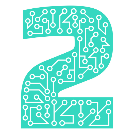 The number two is made of circuits and circuit boards PNG Design