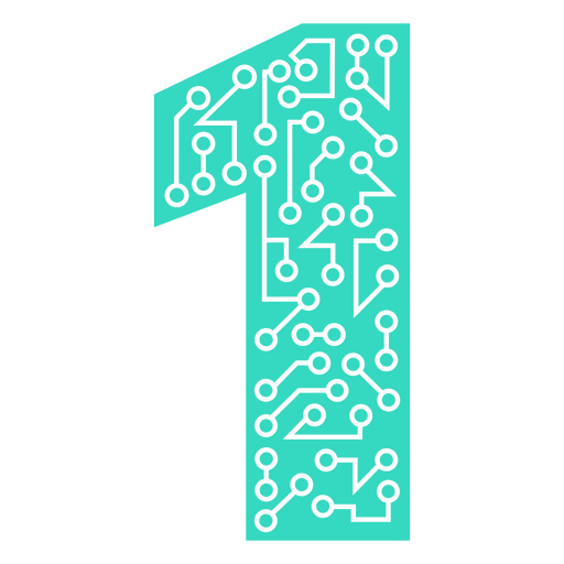 The number one is made of circuits and circuit boards PNG Design