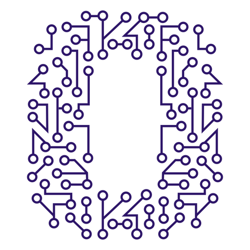 Der Buchstabe o besteht aus elektronischen Schaltkreisen PNG-Design