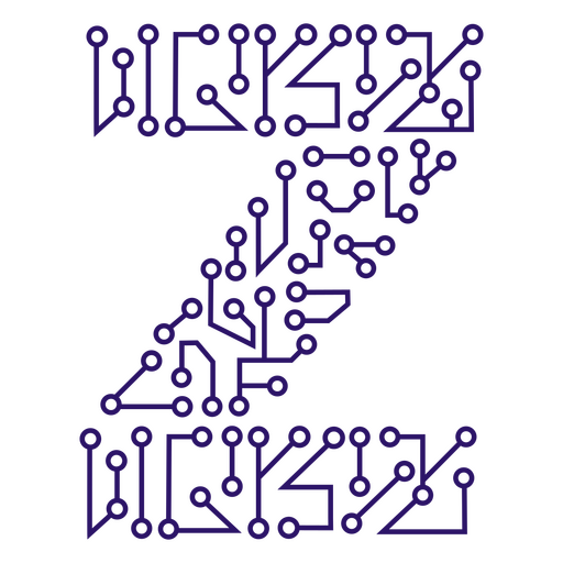 Blue z with a circuit board on it PNG Design