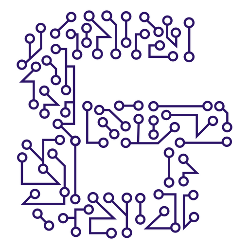 El signo comercial se compone de circuitos electrónicos. Diseño PNG