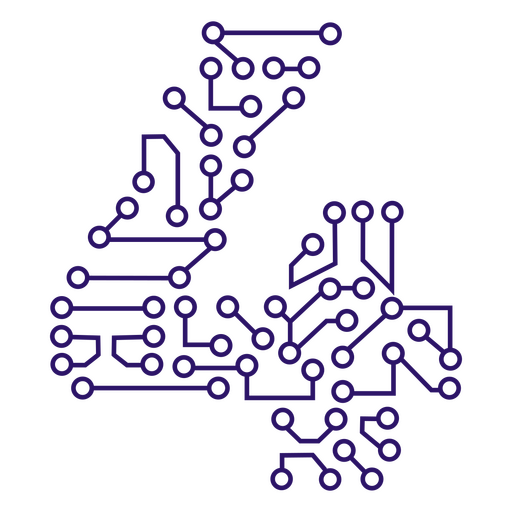 Placa de circuito púrpura del número cuatro Diseño PNG