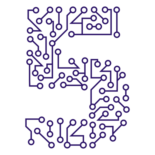 Circuit board with the number 5 on it PNG Design