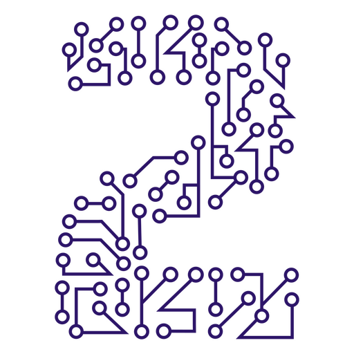 Circuit board with the number two on it PNG Design