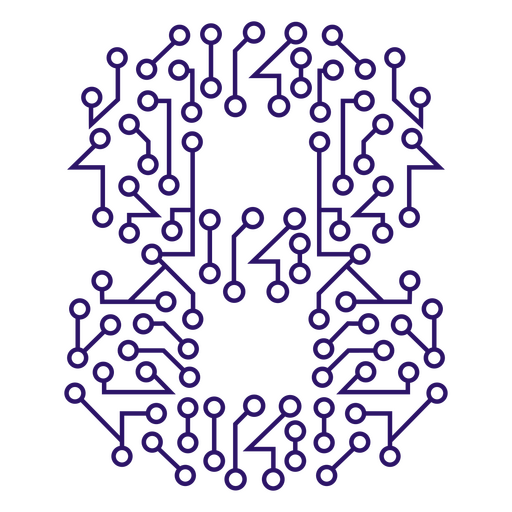 Purple circuit board with the number 8 on it PNG Design