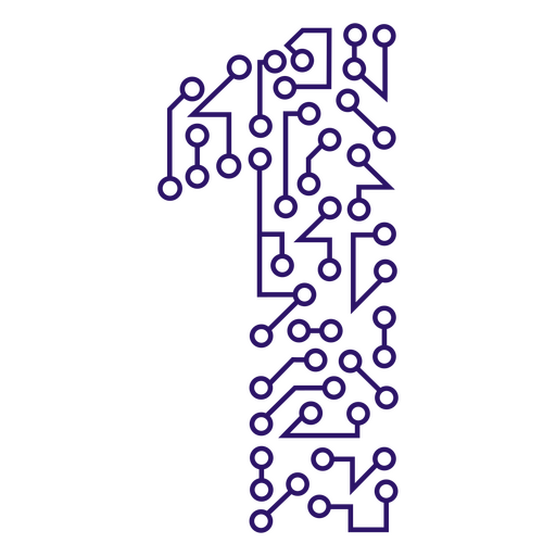 Purple circuit board with the number one on it PNG Design