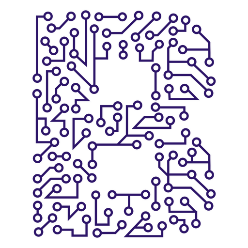 La letra b est? formada por placas de circuito. Diseño PNG