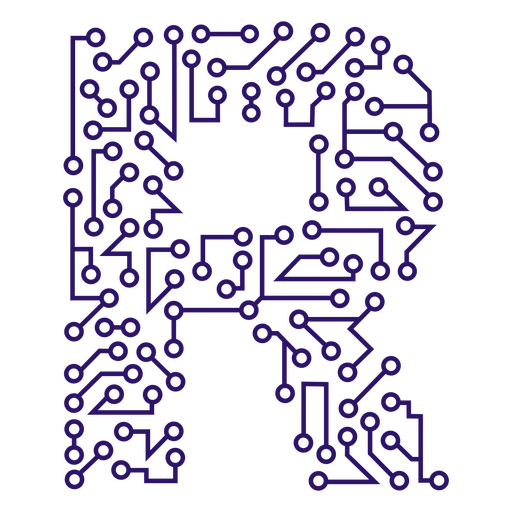 Letra de placa de circuito púrpura r Diseño PNG