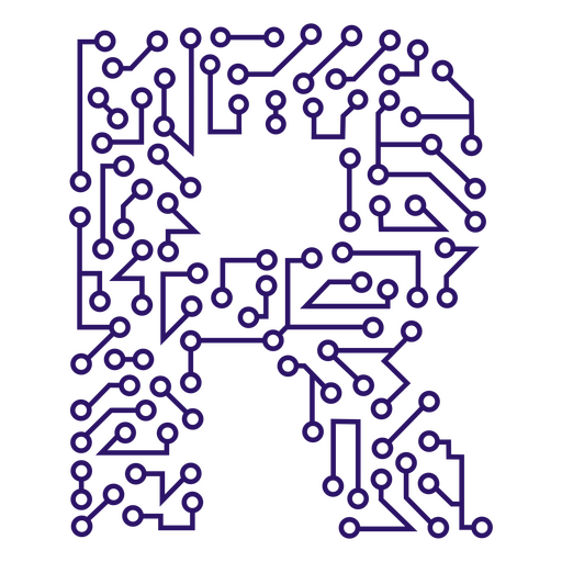 Purple circuit board letter r PNG Design