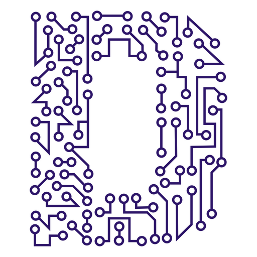 Purple circuit board letter d PNG Design