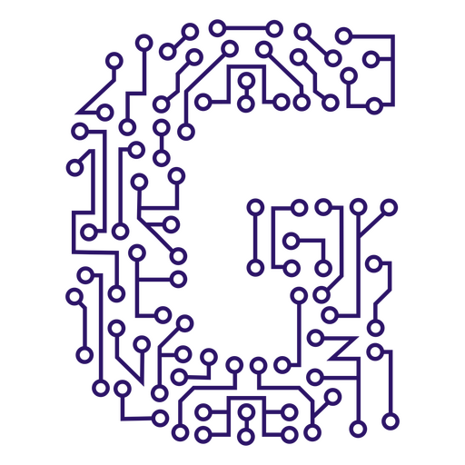 La letra g est? hecha de una placa de circuito. Diseño PNG