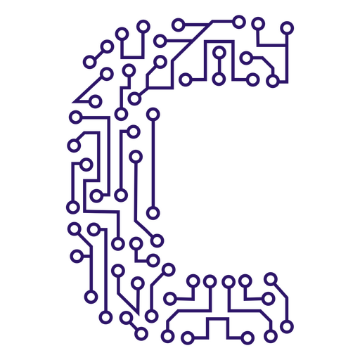 Purple circuit board letter c PNG Design