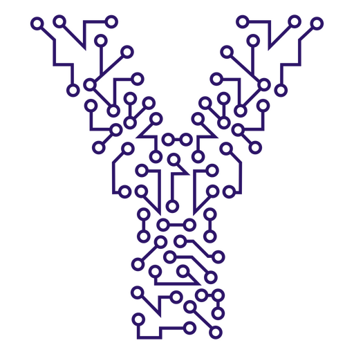 The letter y is made up of blue circuits PNG Design