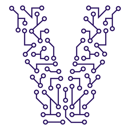 Purple circuit board letter v PNG Design