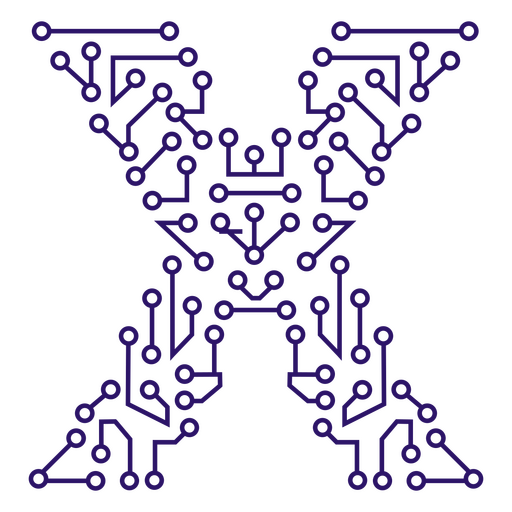 The letter x is made of a circuit board PNG Design