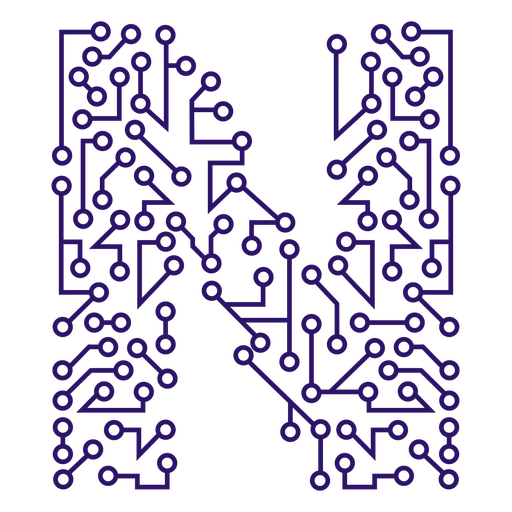 Purple circuit board letter n PNG Design