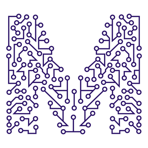 Purple circuit board letter m PNG Design
