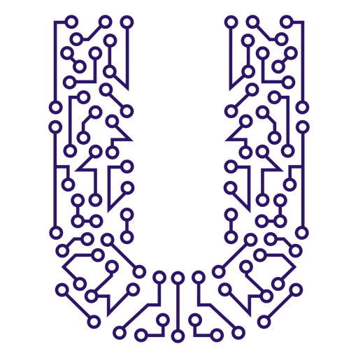 The letter u is made of a circuit board PNG Design