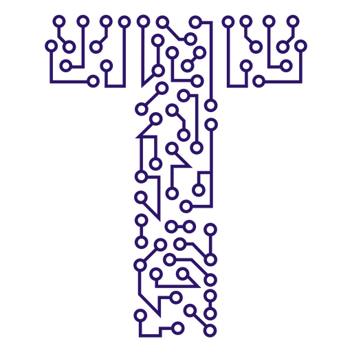Letra de placa de circuito púrpura t Diseño PNG