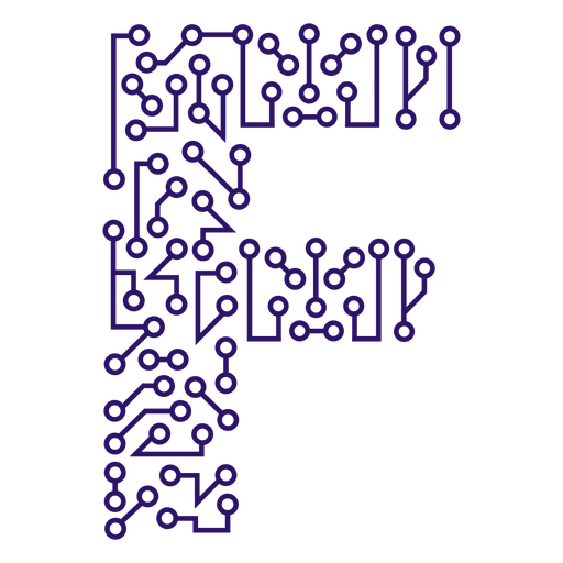 A letra f é composta de circuitos eletrônicos Desenho PNG