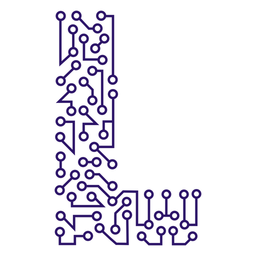 La letra l está hecha de una placa de circuito. Diseño PNG