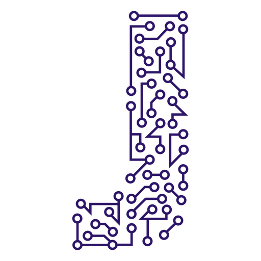 Letra j de la placa de circuito púrpura Diseño PNG