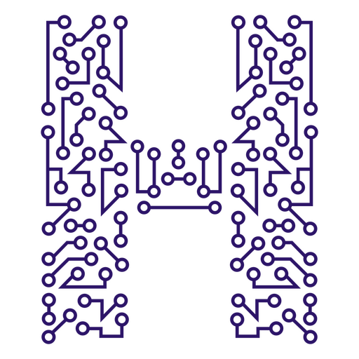 The letter h is made of a circuit board PNG Design