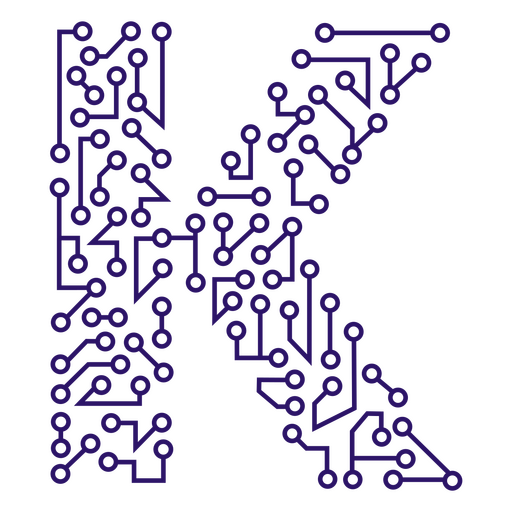 The letter k is made up of circuits PNG Design