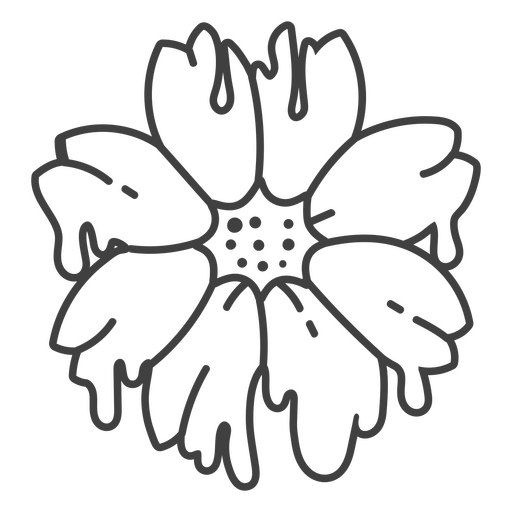 Ícone de flor pingando em preto e branco Desenho PNG