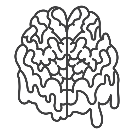 Black and white image of a brain PNG Design