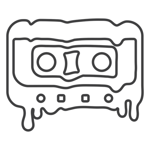 Black and white illustration of a cassette with dripping liquid PNG Design